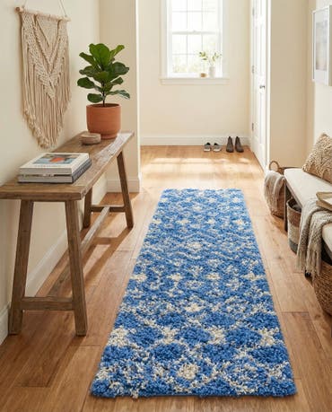  2' x 7' Moroccan Trellis Shag Runner Rug