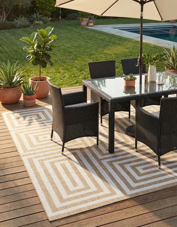 Taupe Easy-Clean Modern Indoor / Outdoor Rug