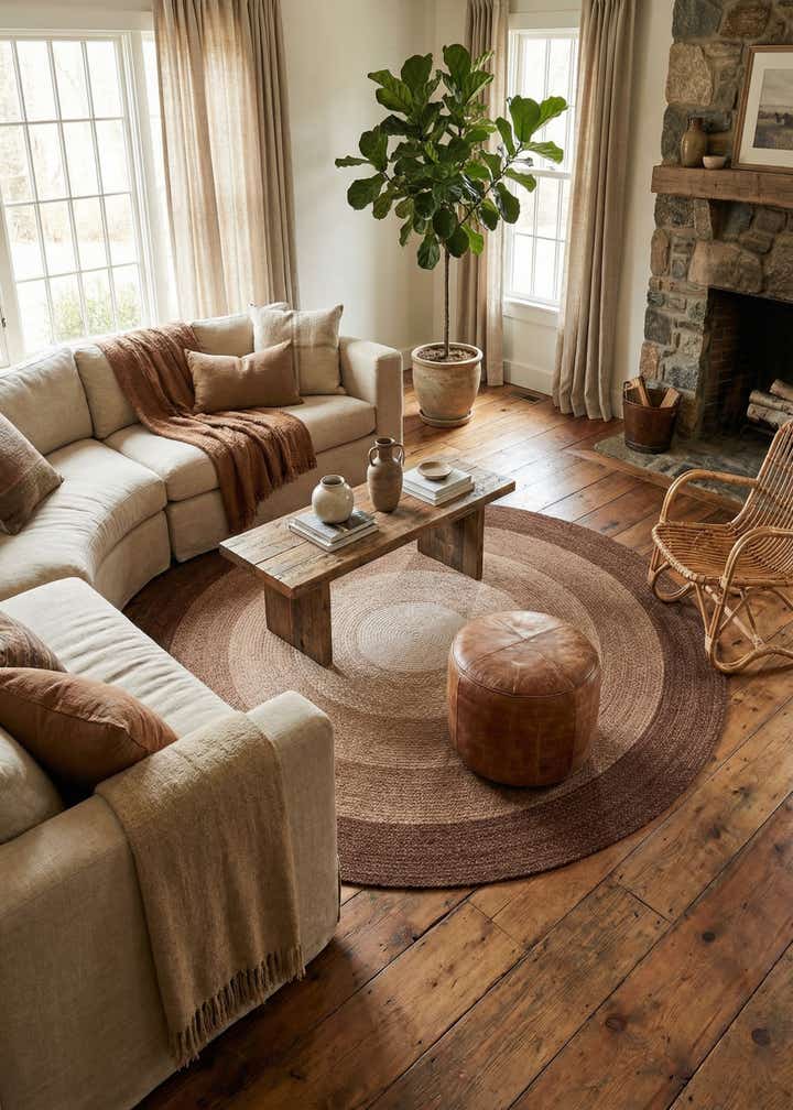 7' 10 x 7' 10 Hand Braided Wool Round Rug