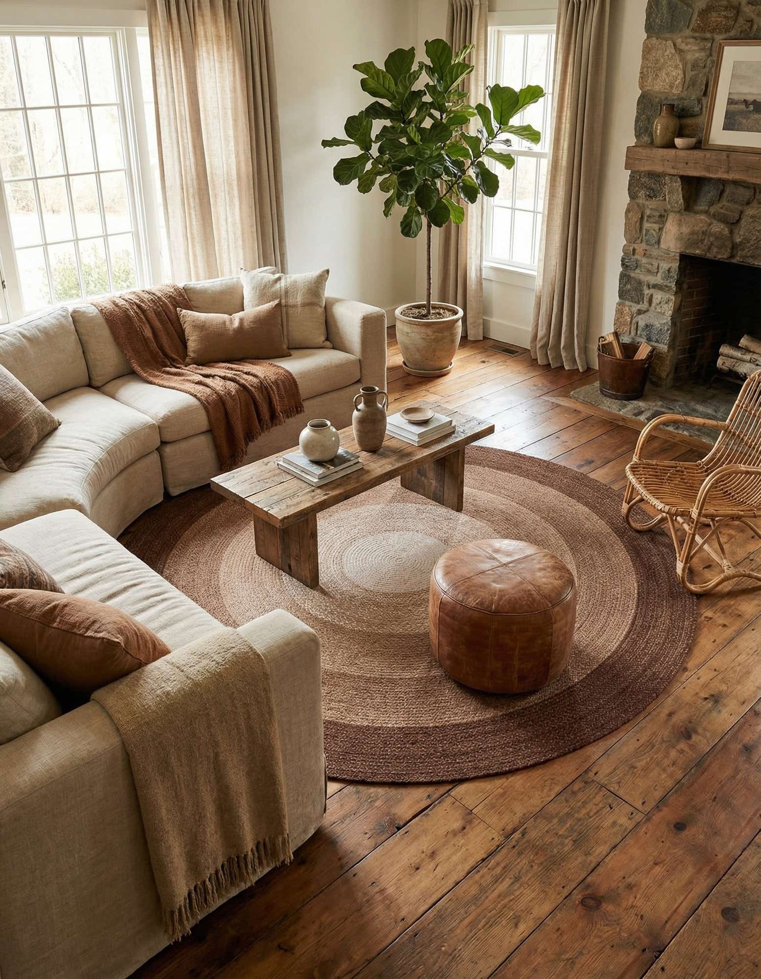 7' 10 x 7' 10 Hand Braided Wool Round Rug