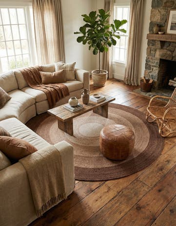 7' 10 x 7' 10 Hand Braided Wool Round Rug