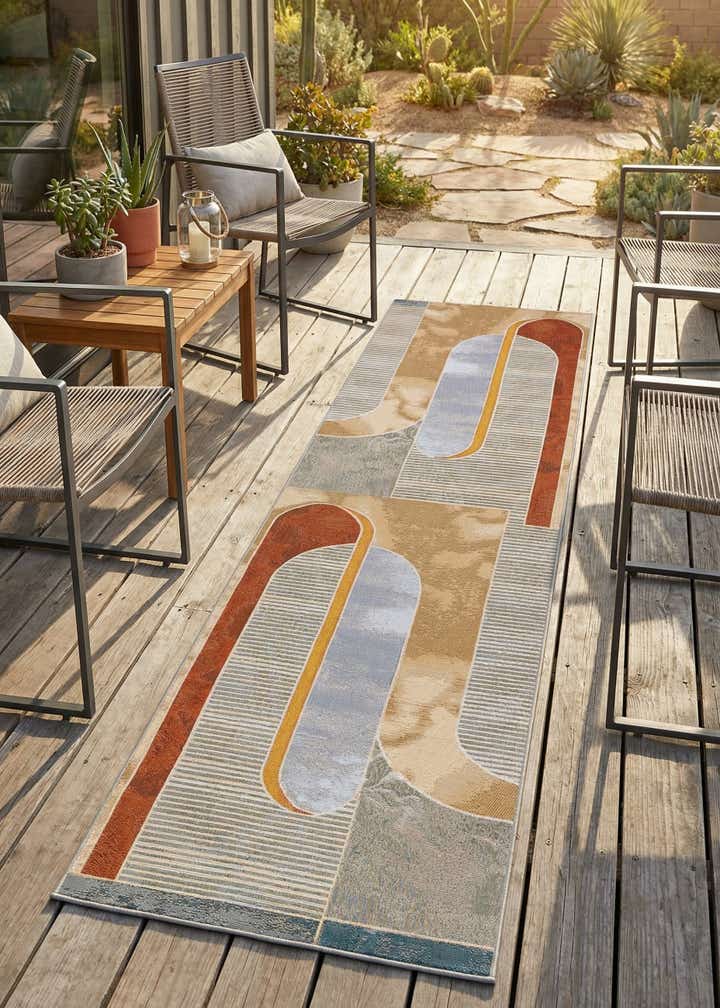 2' 7 x 12' Easy-Clean Modern Indoor / Outdoor Runner Rug