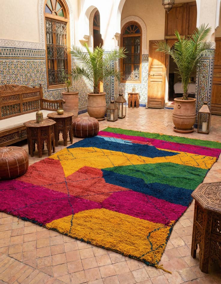 Detail image of  6' 8 x 9' 8  Hand Knotted Moroccan Wool Rug