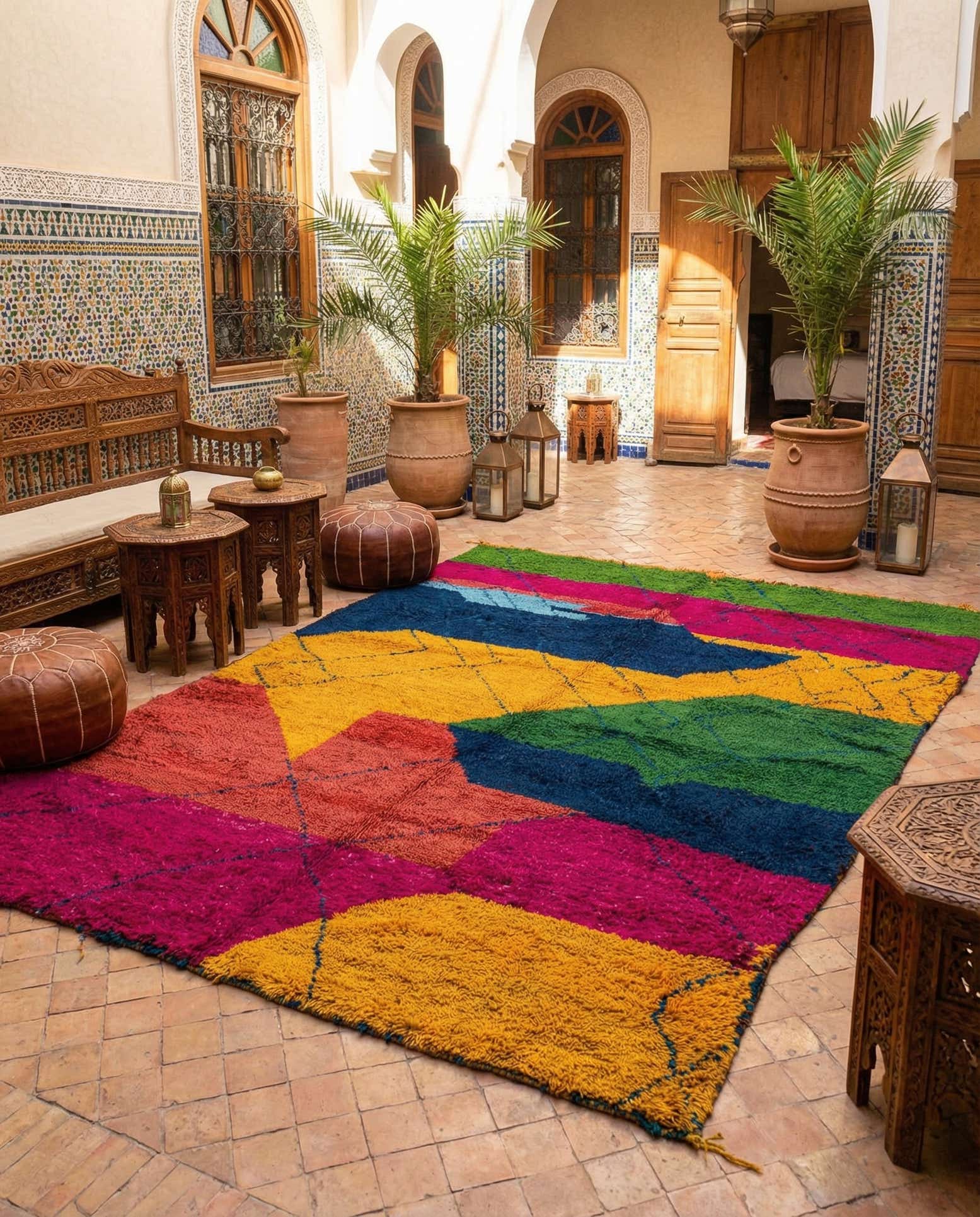 6' 8 x 9' 8 Hand Knotted Moroccan Wool Rug