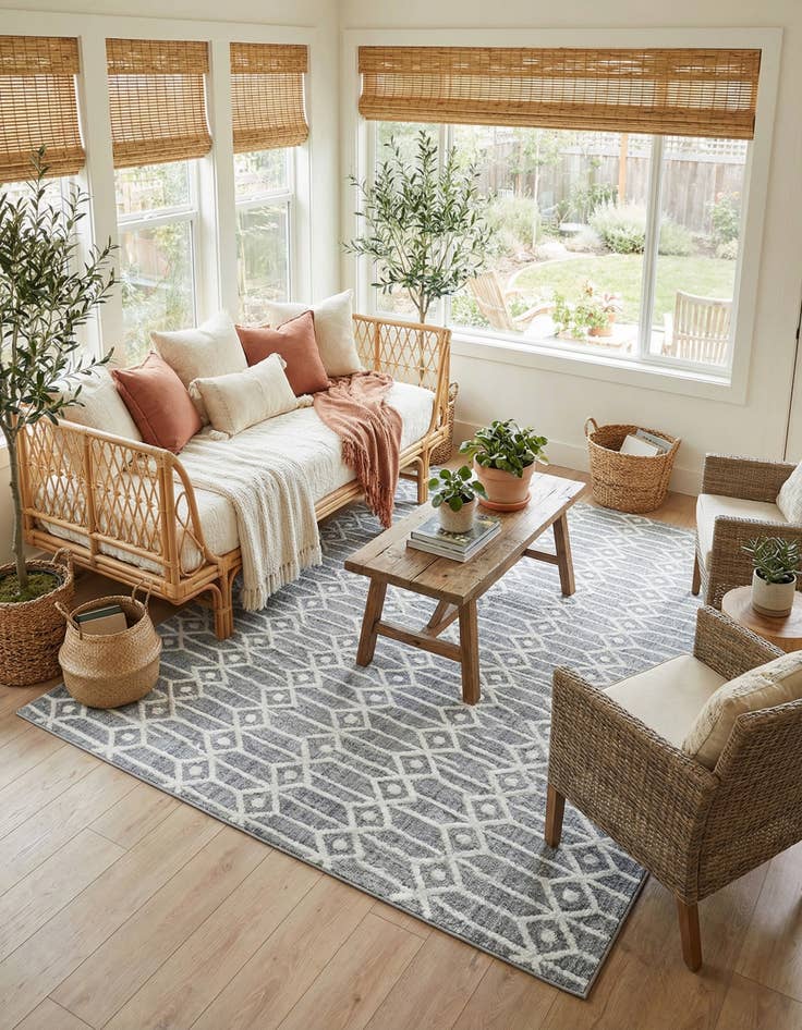 Detail image of  7' x 7' Lattice Trellis Square Rug