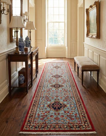 2' 7 x 13' 1 Hand Knotted Qom Persian Runner Rug