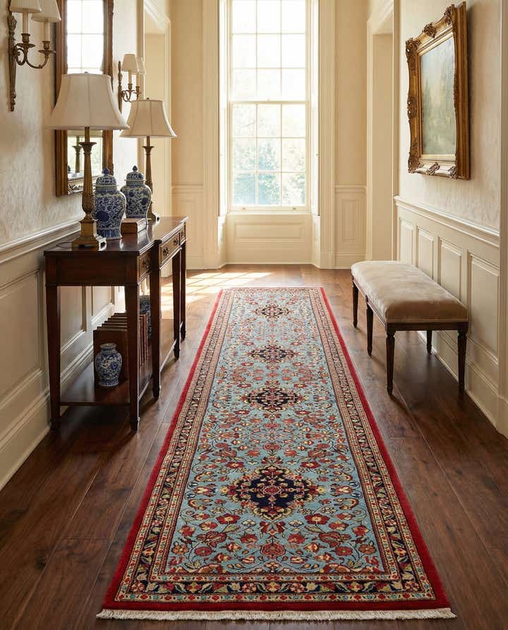 2' 7 x 13' 1 Hand Knotted Qom Persian Runner Rug