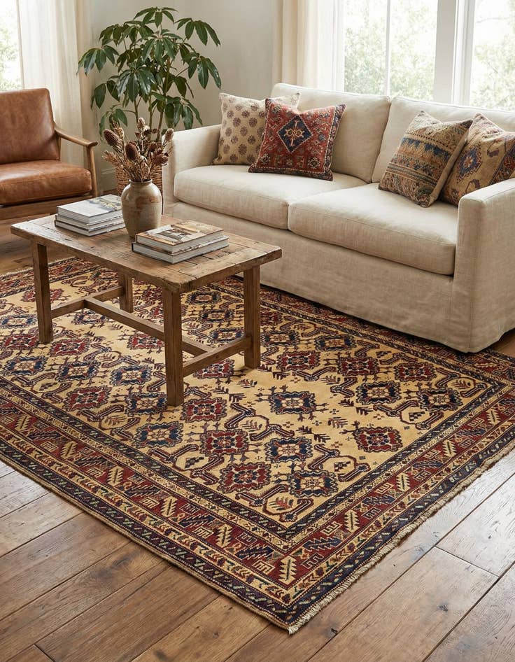 Detail image of  4' 9 x 6' 2  Hand Knotted Kazak Rug