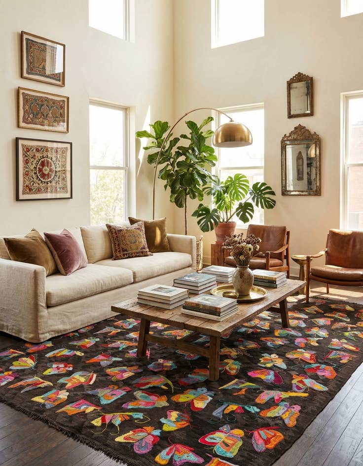 Detail image of 6' 4 x 9' 5  Hand Woven Kilim Suzani Wool Rug