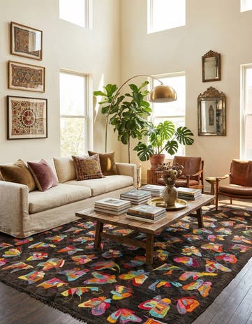 6' 4 x 9' 5 Hand Woven Kilim Suzani Wool Rug
