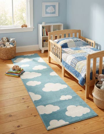 Sky blue Whimsy Kids Runner Rug