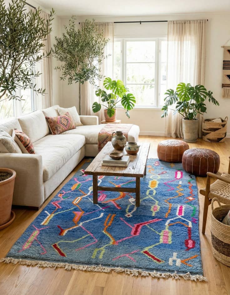 Detail image of 5' x 8' 7  Hand Knotted Moroccan Wool Rug