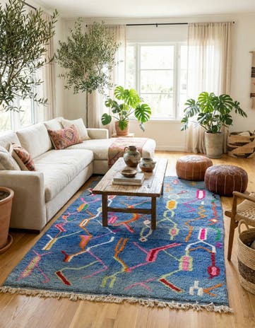 5' x 8' 7 Hand Knotted Moroccan Wool Rug