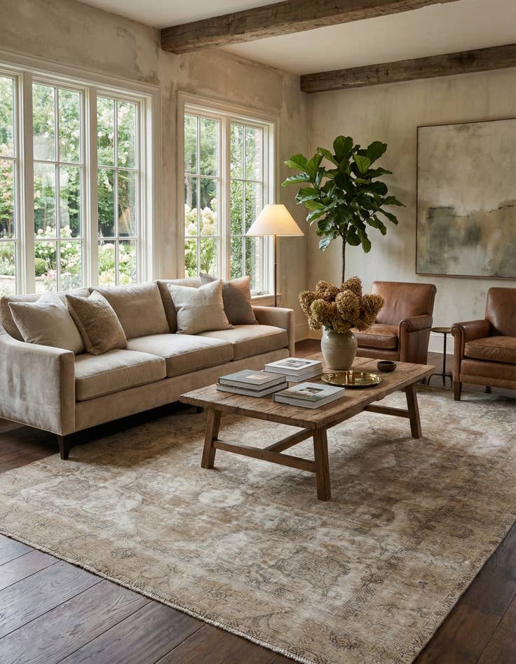 Detail image of 6' 8 x 9' 4  Hand Knotted Ultra Vintage Persian Wool Rug