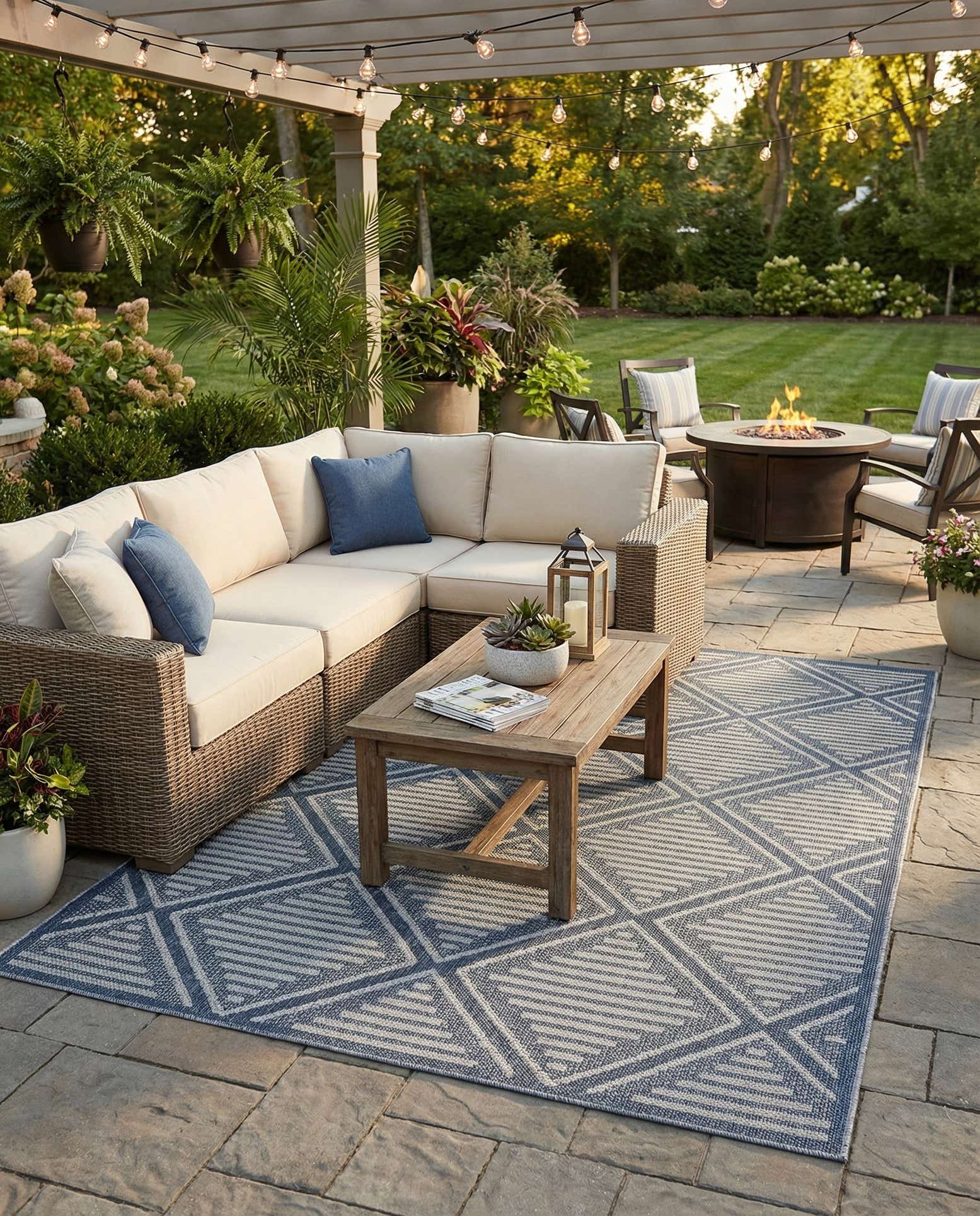 6' 1 x 9' Easy-Clean Trellis Indoor / Outdoor Rug