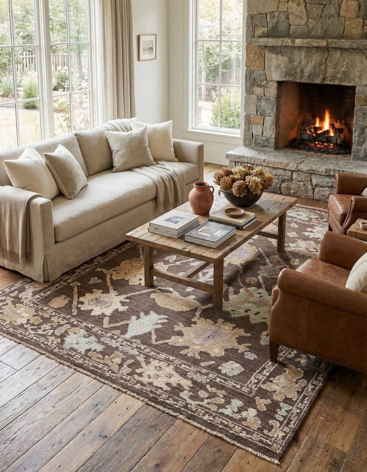 Detail image of 9' 5 x 12' 1  Hand Knotted Oushak Wool Rug