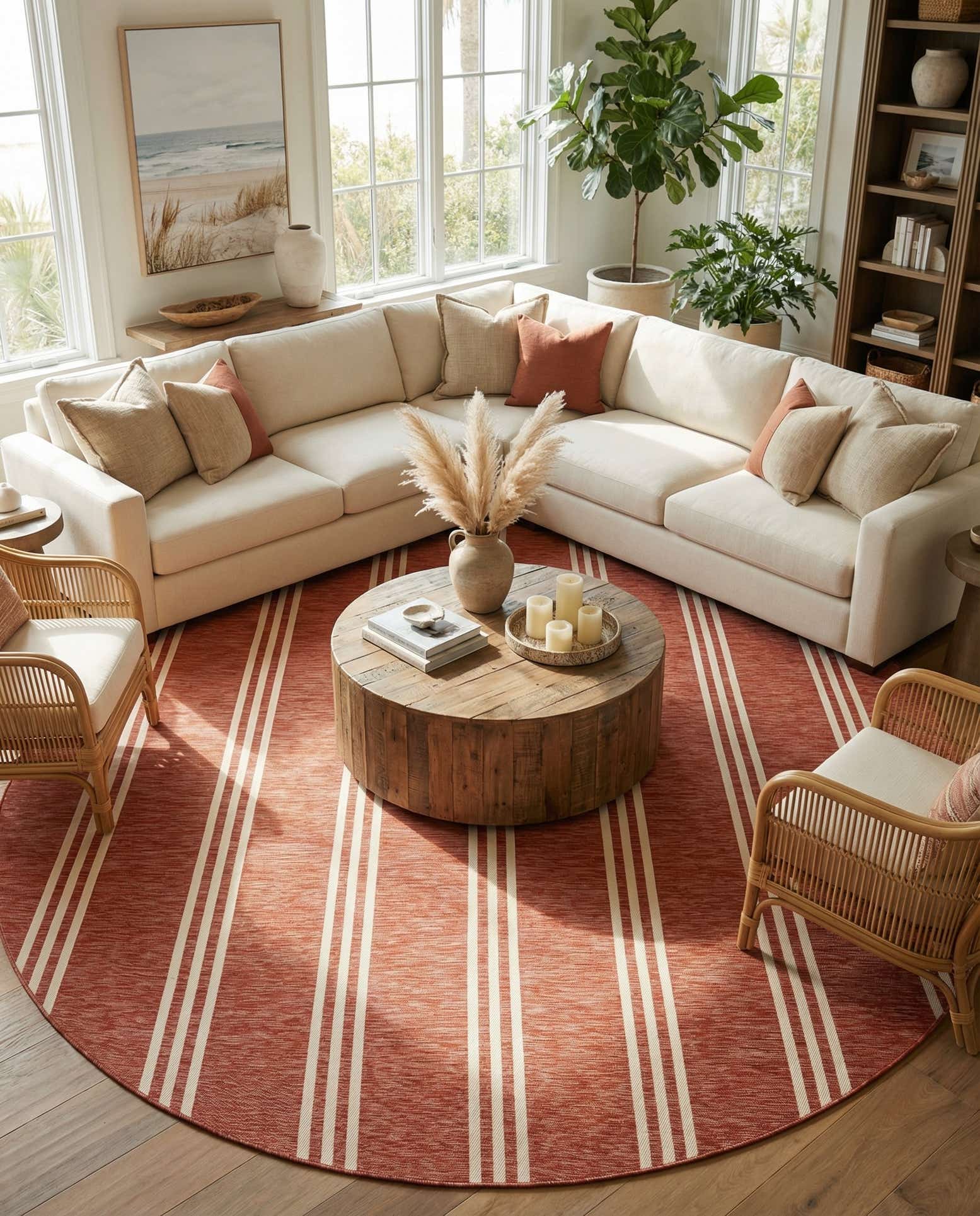 13' x 13' Easy-Clean Jill Zarin Anguilla Indoor / Outdoor Round Rug
