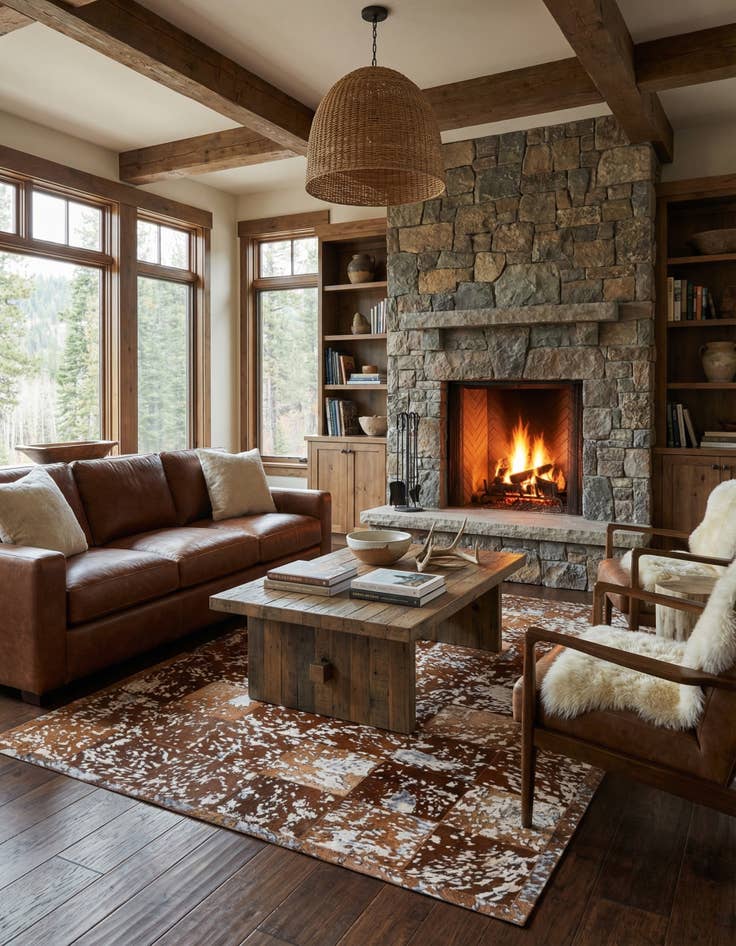 Detail image of 5' 2 x 8' Cowhide Stocks Rug