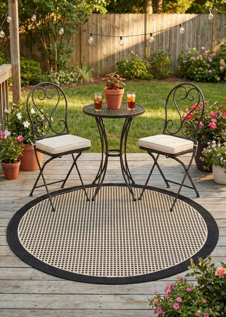 4' x 4' Easy-Clean Border Indoor / Outdoor Round Rug