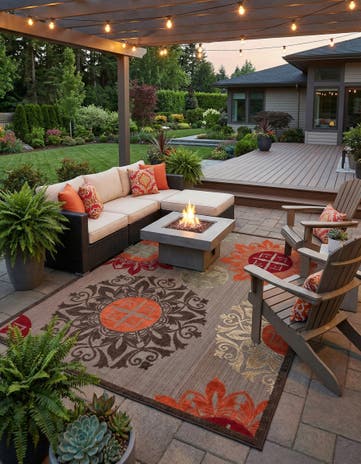 Brown Easy-Clean Modern Indoor / Outdoor Rug