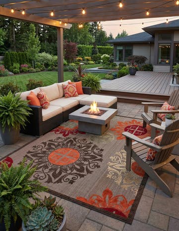 Brown Easy-Clean Modern Indoor / Outdoor Rug