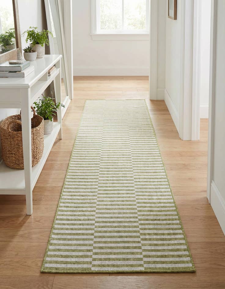 Detail image of 2' 7 x 10'  Washable Striped Indoor / Outdoor Runner Rug