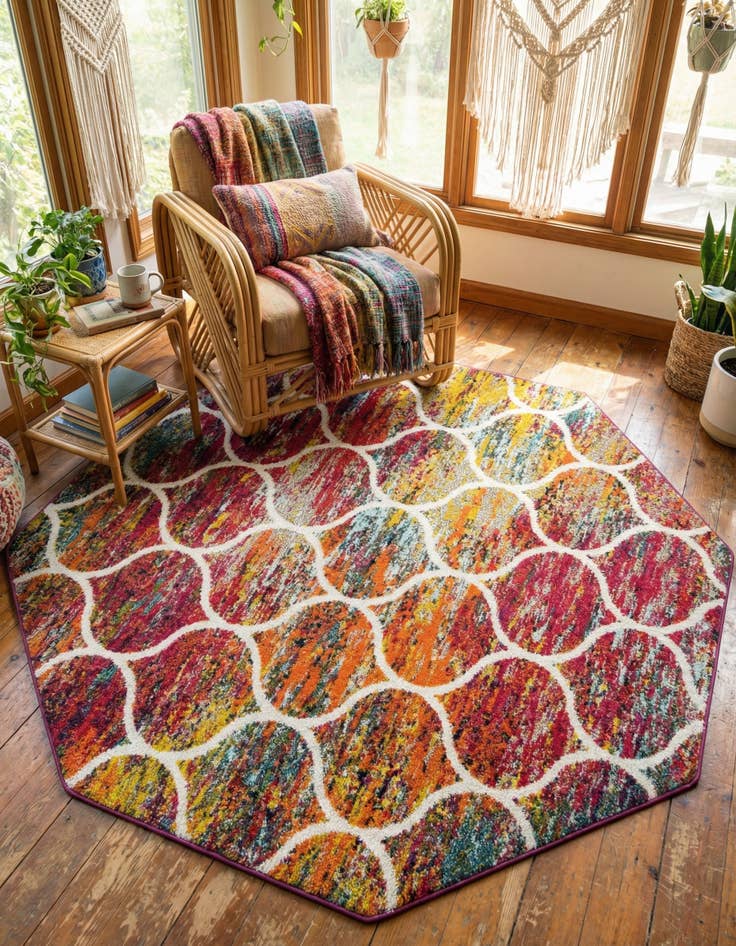 Detail image of  7' x 7' Lattice Frieze Octagon Rug