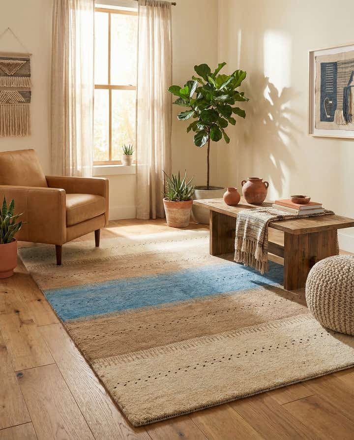 4' 6 x 6' 8 Hand Knotted Gabbeh Wool Rug