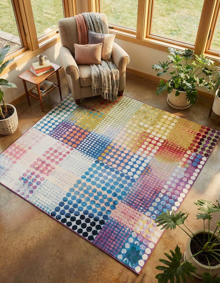 Detail image of 8' x 8' Easy-Clean Modern Indoor / Outdoor Square Rug