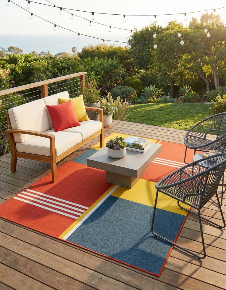 Detail image of 6' x 9'  Washable Modern Indoor / Outdoor Rug