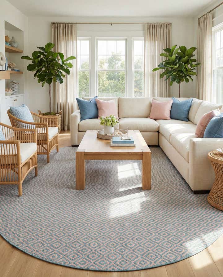10' 8 x 10' 8 Easy-Clean Jill Zarin Costa Rica Indoor / Outdoor Round Rug