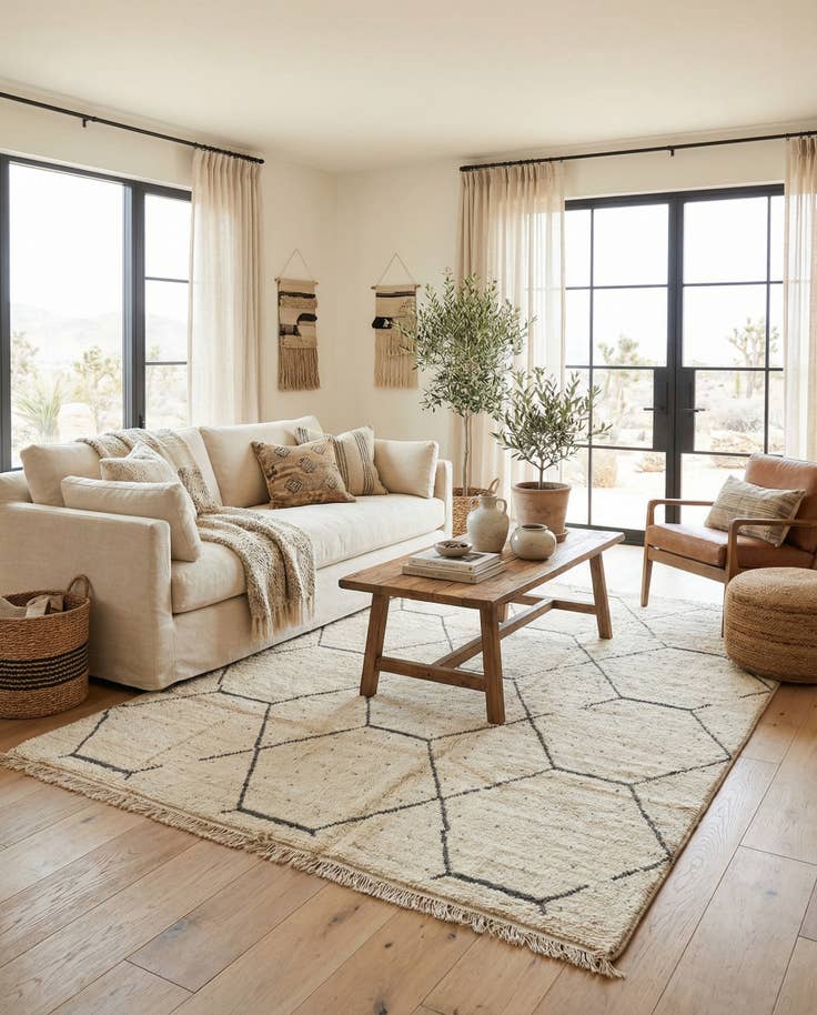 Detail image of 6' 1 x 9' Hand Knotted Moroccan Wool Rug