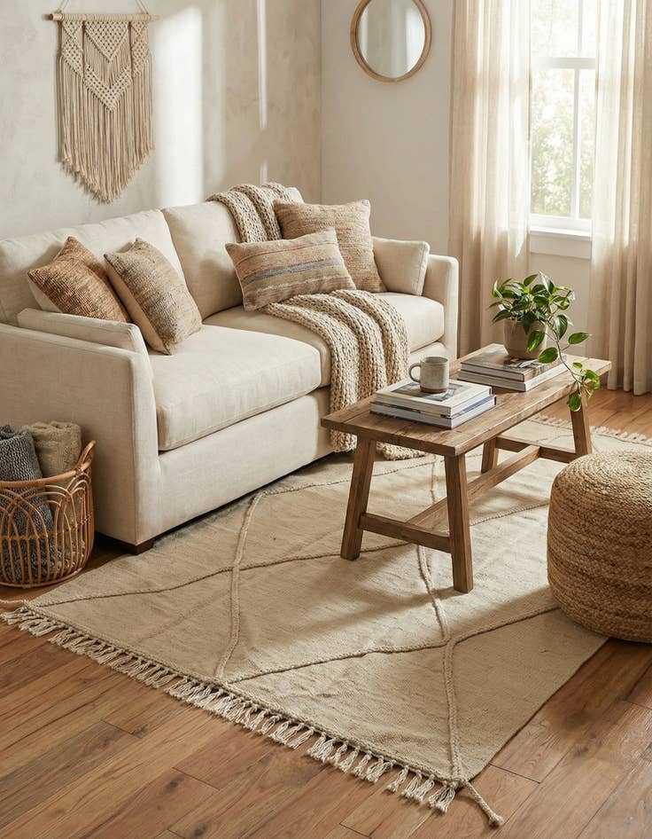 Detail image of 4' 1 x 6'  Hand Knotted Moroccan Wool Rug