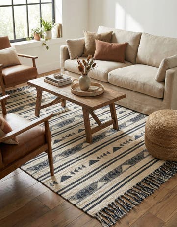Navy Blue Hand Woven Arizona Wool Rug