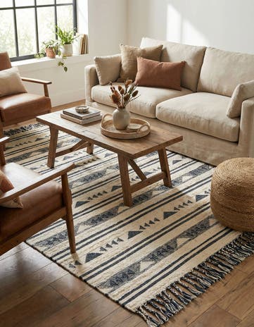 Navy Blue Hand Woven Arizona Wool Rug