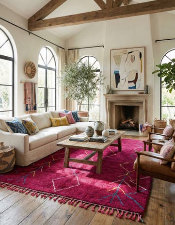 6' 10 x 9' 1 Hand Knotted Moroccan Wool Rug
