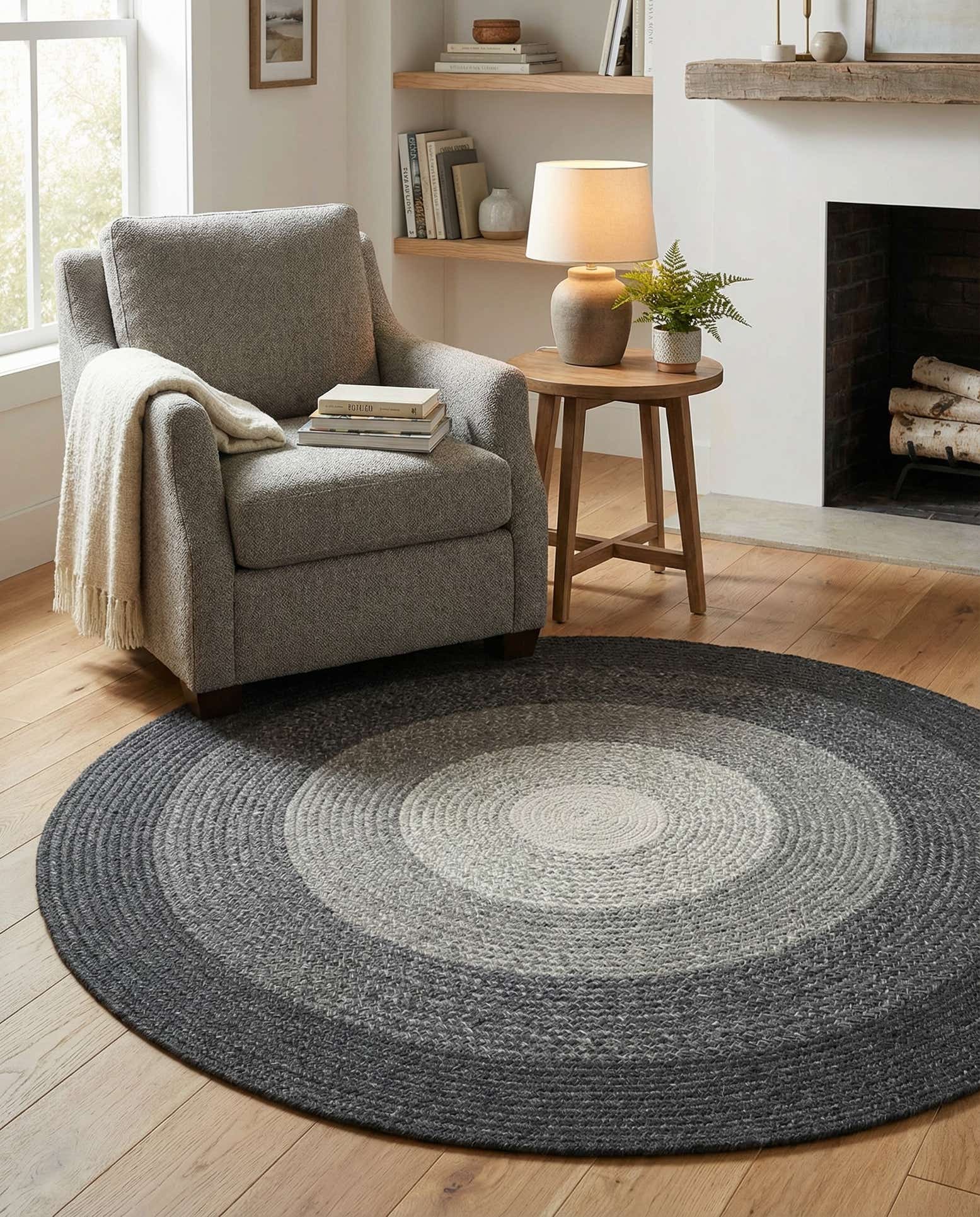 5' 1 x 5' 1 Hand Braided Wool Round Rug