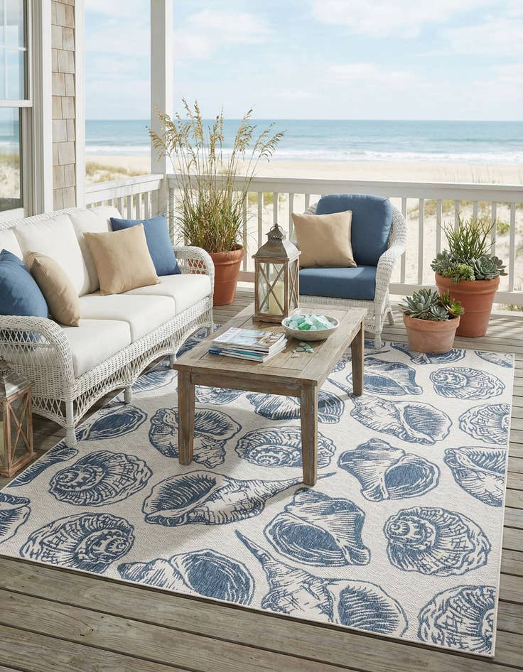 Detail image of  9' x 12'  Washable Coastal Indoor / Outdoor Rug