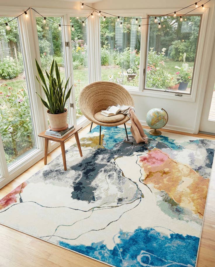 Detail image of 7' 10 x 10' Easy-Clean Modern Indoor / Outdoor Rug