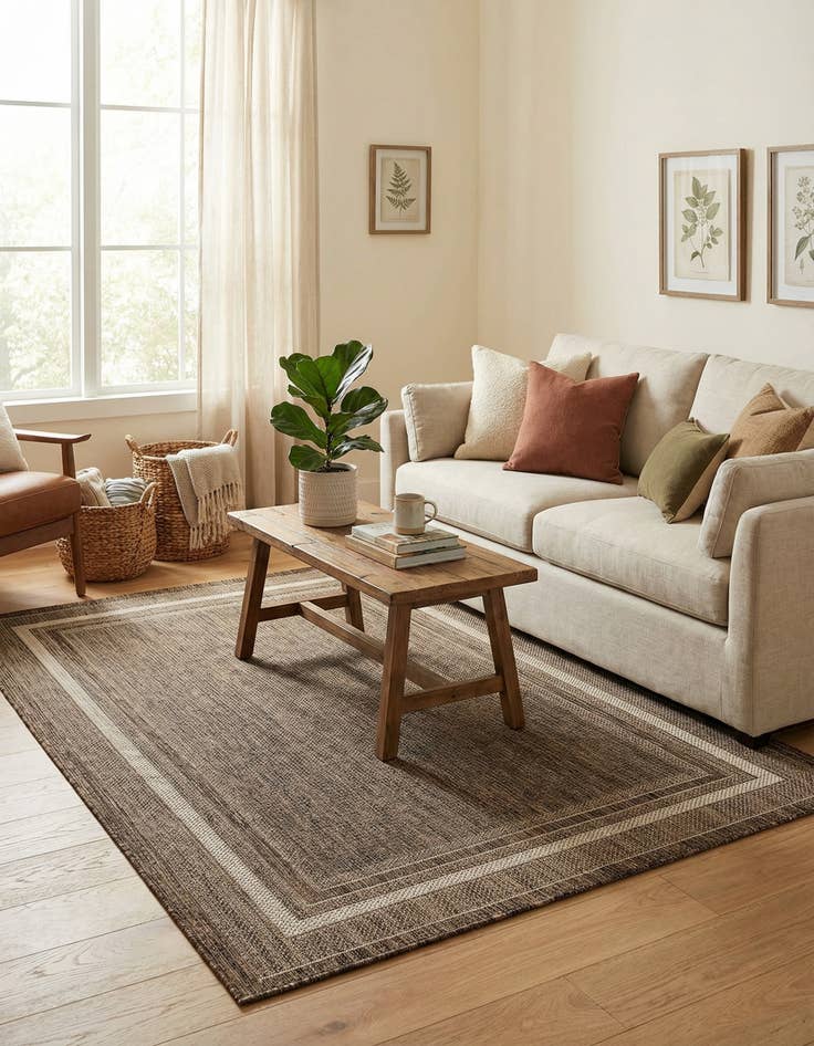 Detail image of 3' 1 x 5' 3  Washable Border Indoor / Outdoor Rug