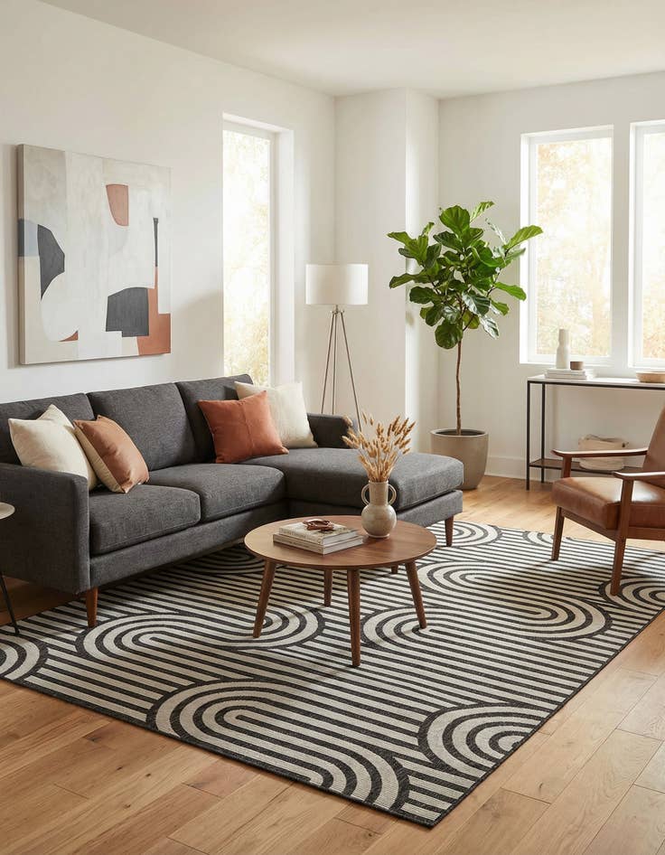 Detail image of  7' 10 x 10'  Washable Modern Indoor / Outdoor Rug