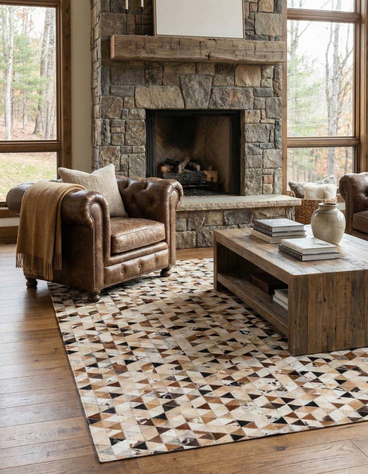 Detail image of 5' 1 x 7' 11 Cowhide Stocks Rug