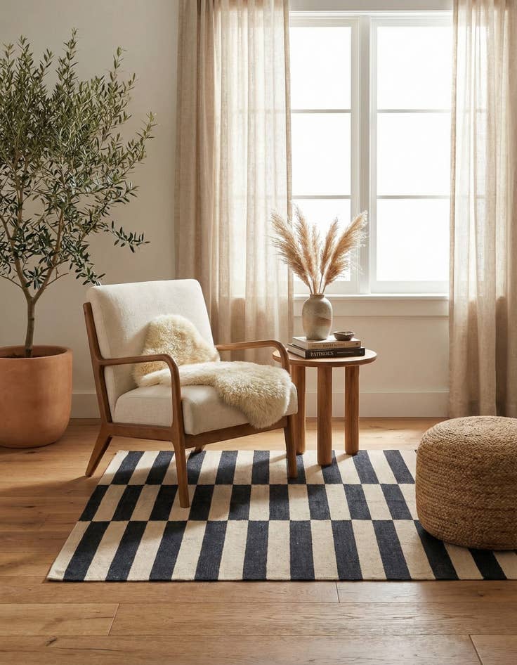 Detail image of 4' 3 x 5' 10  Hand Woven Kilim Modern Wool Rug