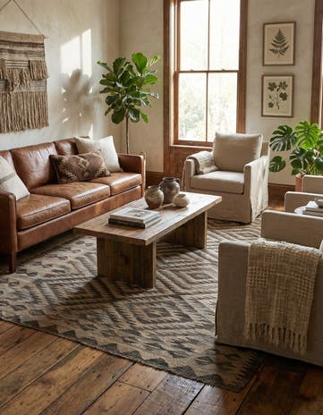5' x 7' 1 Hand Woven Kilim Maymana Wool Rug