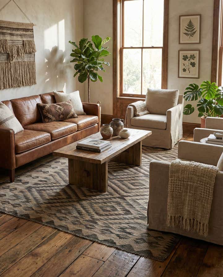 5' x 7' 1 Hand Woven Kilim Maymana Wool Rug