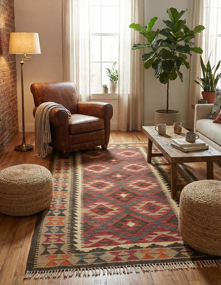 Detail image of 5' x 8' 2  Hand Woven Kilim Maymana Wool Rug