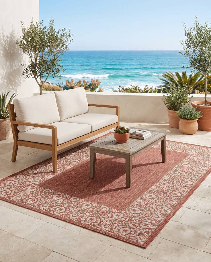 Detail image of 5' 3 x 8' Easy-Clean Border Indoor / Outdoor Rug