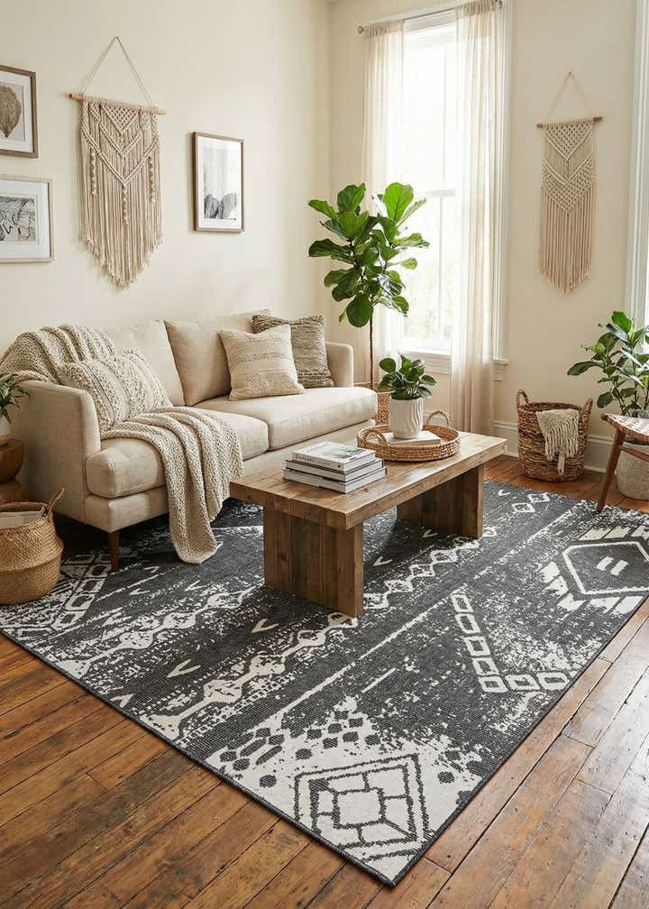9' x 12' Easy-Clean Bohemian Indoor / Outdoor Rug