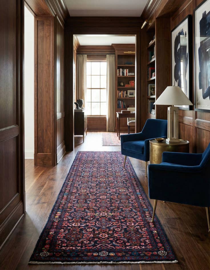 Detail image of 3' 3 x 13' 7  Hand Knotted Hamedan Persian Wool Runner Rug