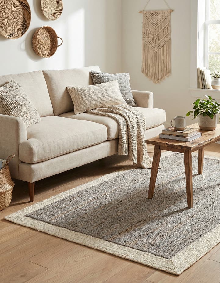 5' 1 x 8' Handmade Braided Jute Rug